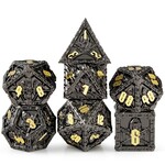 Dice Habit Reaper Black and Gold Metal Enamel Polyhedral 7 die set