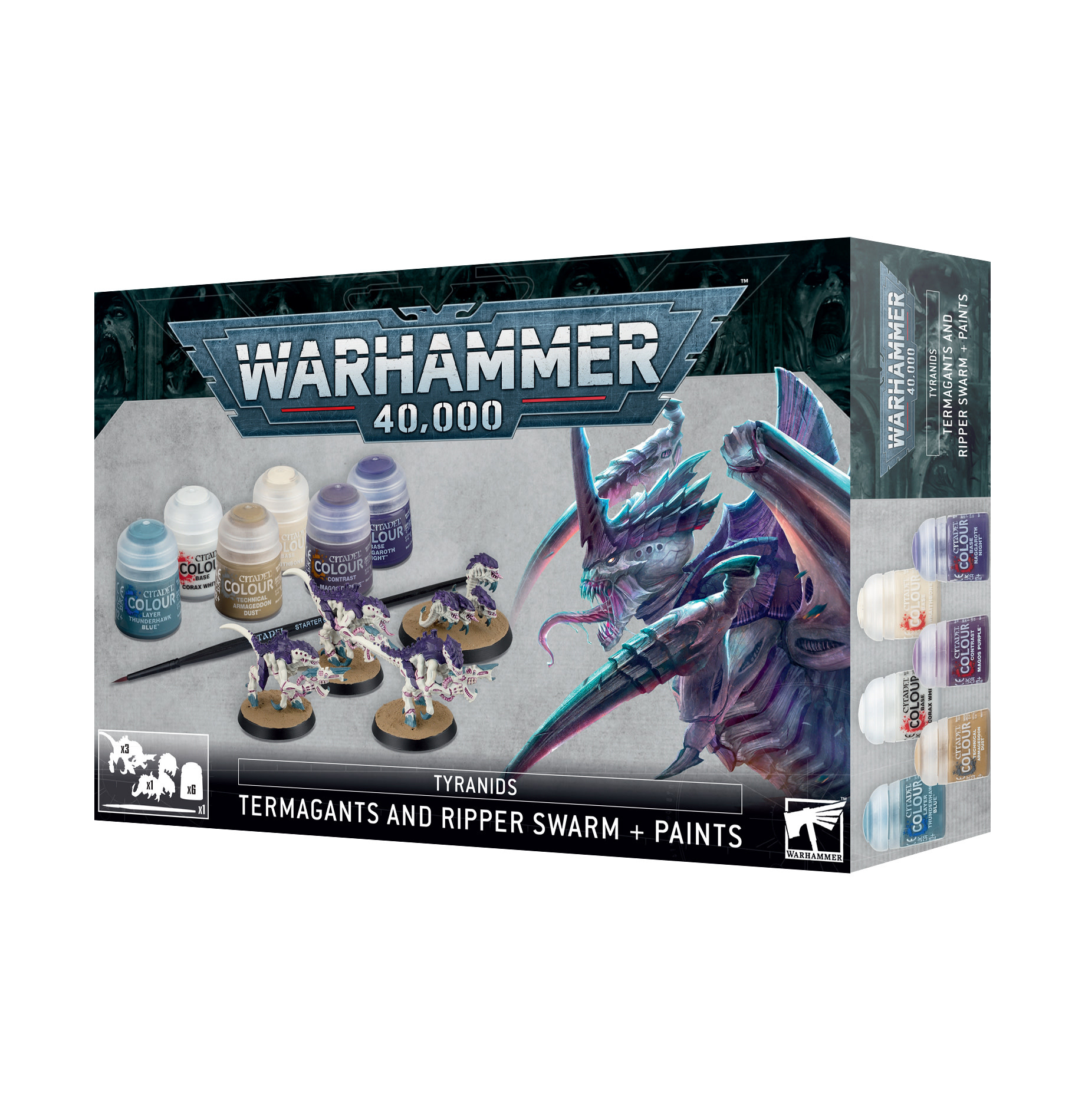 Warhammer 40k Tyranid Termagants and Ripper Swarm and Paint Set