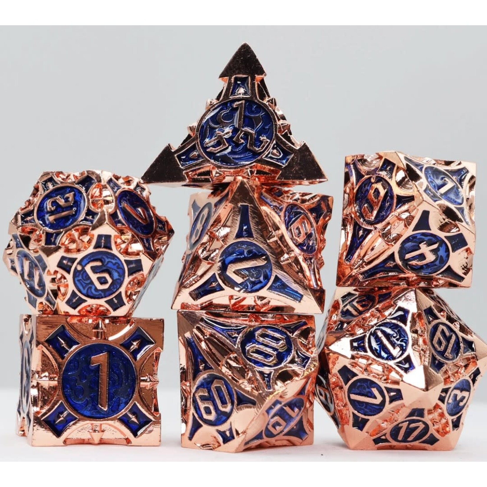 Foam Brain Games Quiver of Arrows Discovery Arrow Copper Blue Metal RPG dice 7 die set
