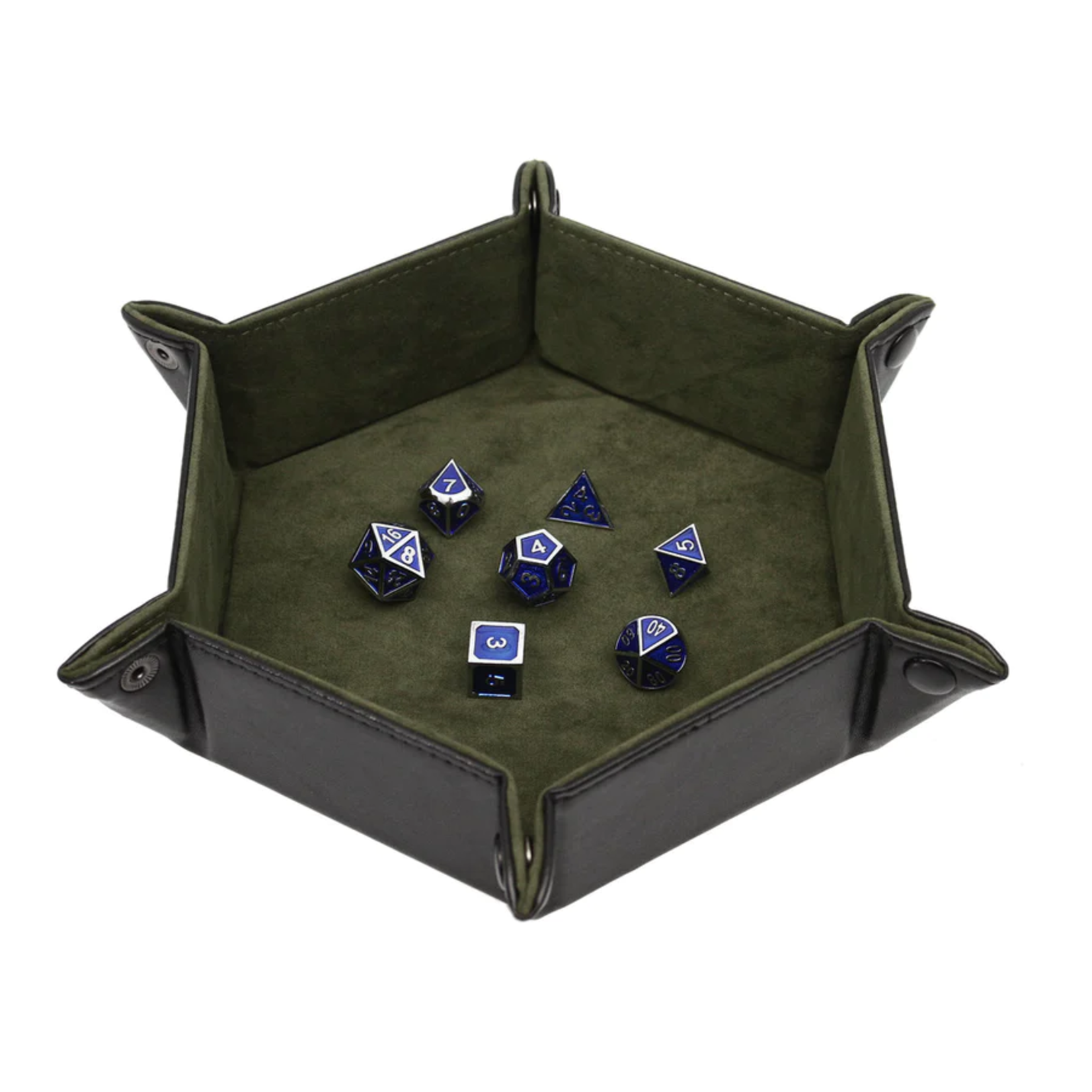 Forged Hexagon Snap Folding Dice Tray Green