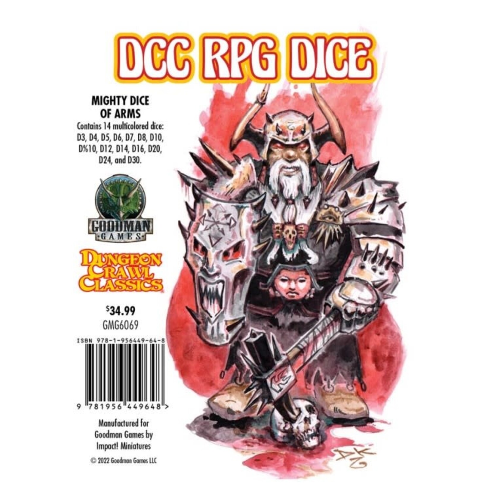 Goodman Games Dungeon Crawl Classics Dice Mighty Dice of Arms Polyhedral 14 die set