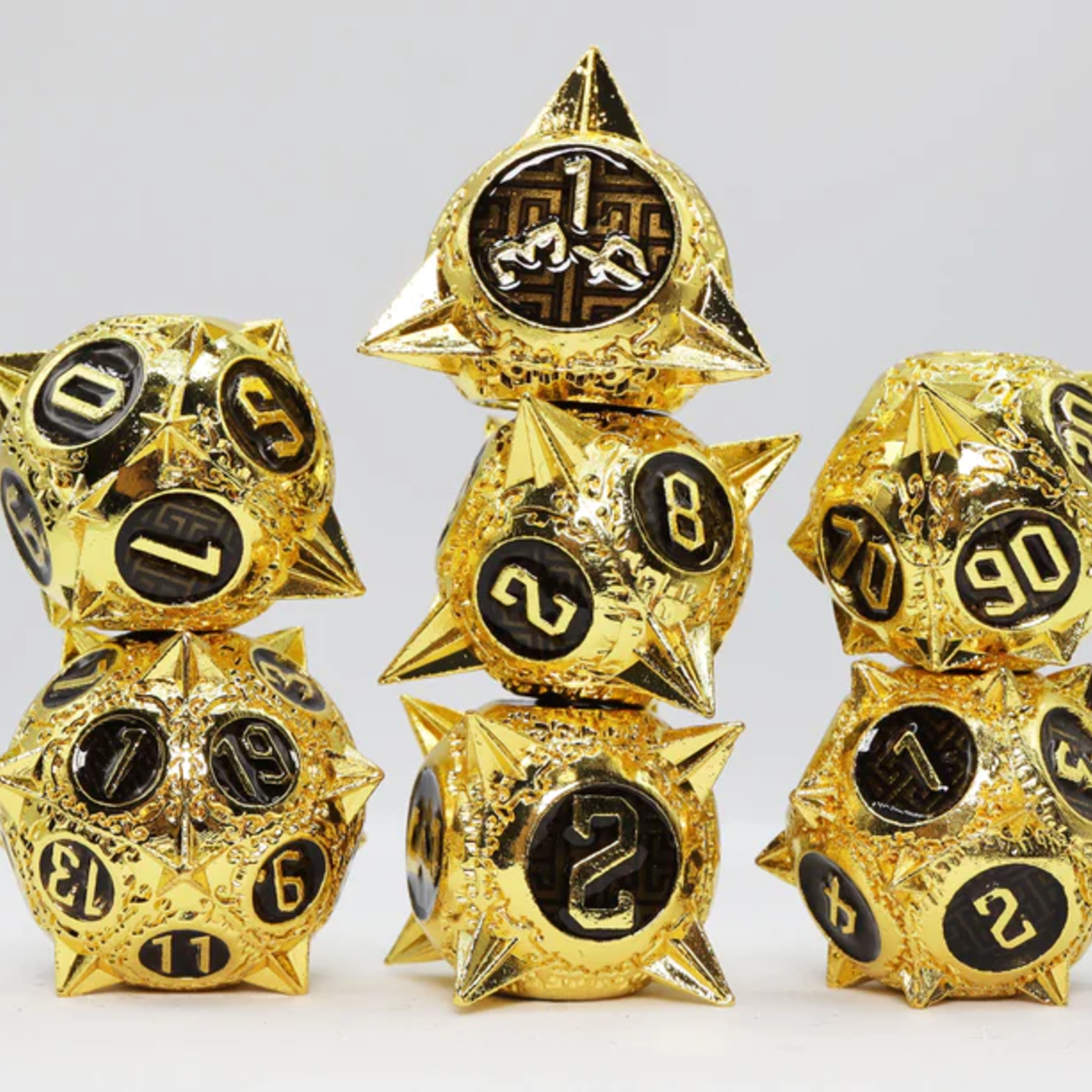 Foam Brain Games Meteor Storm Galactic Gold Metal RPG dice 7 die set