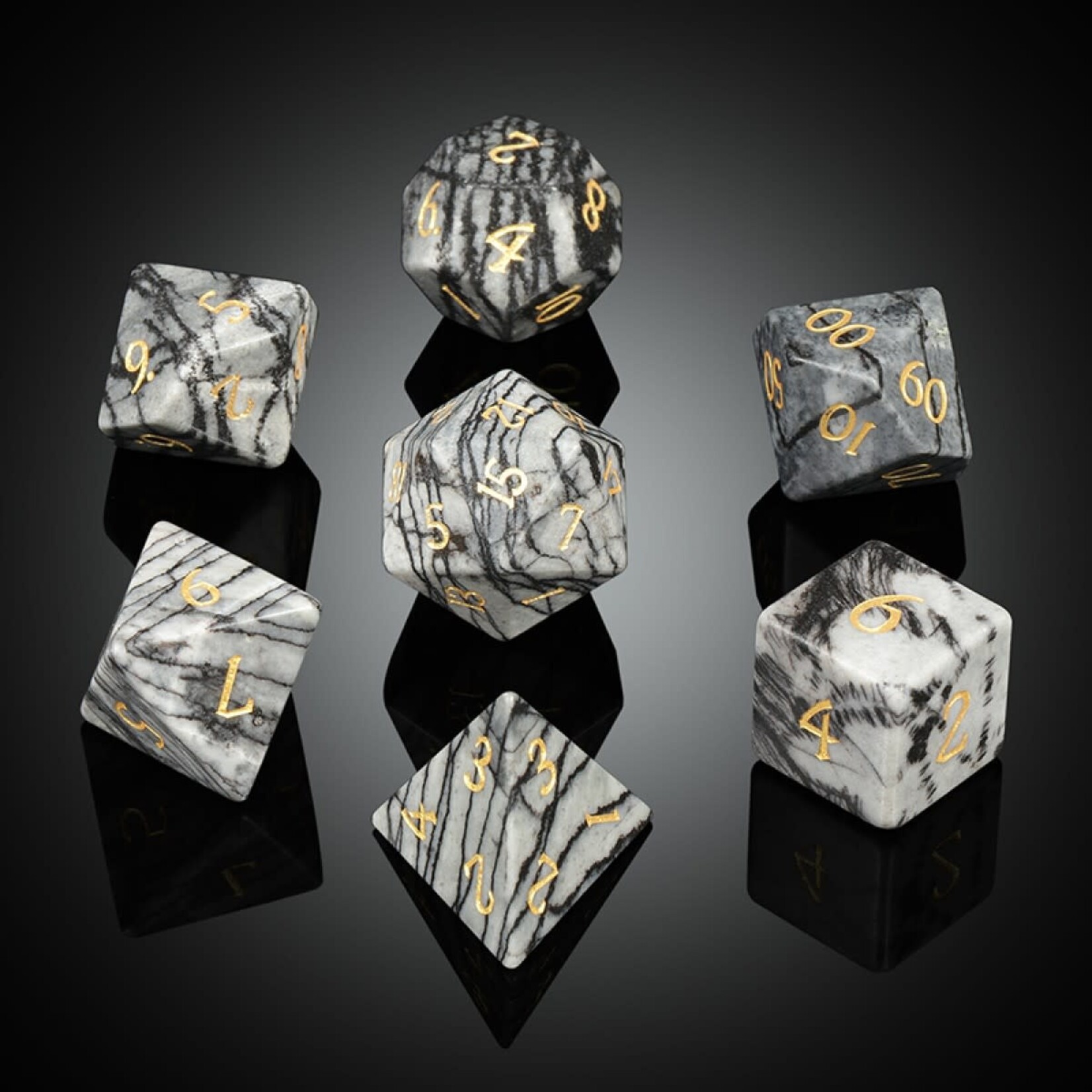 Dice Habit Gemstone Spiderweb Jasper Polyhedral 7 die set