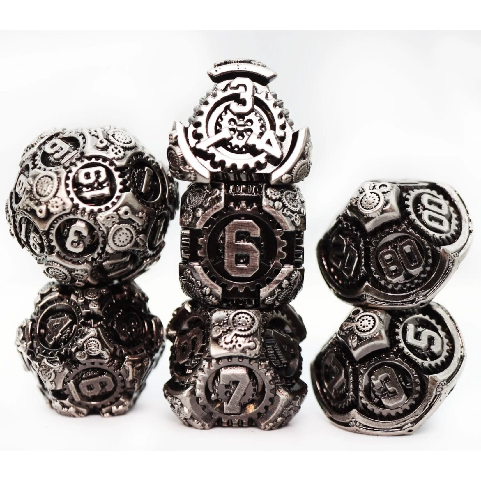 Foam Brain Games Airship Gears Fierce Flotilla Metal RPG dice 7 die set