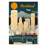 Lantern Press Playing Cards Portland Retro Skyline Chromatic Series Turquoise