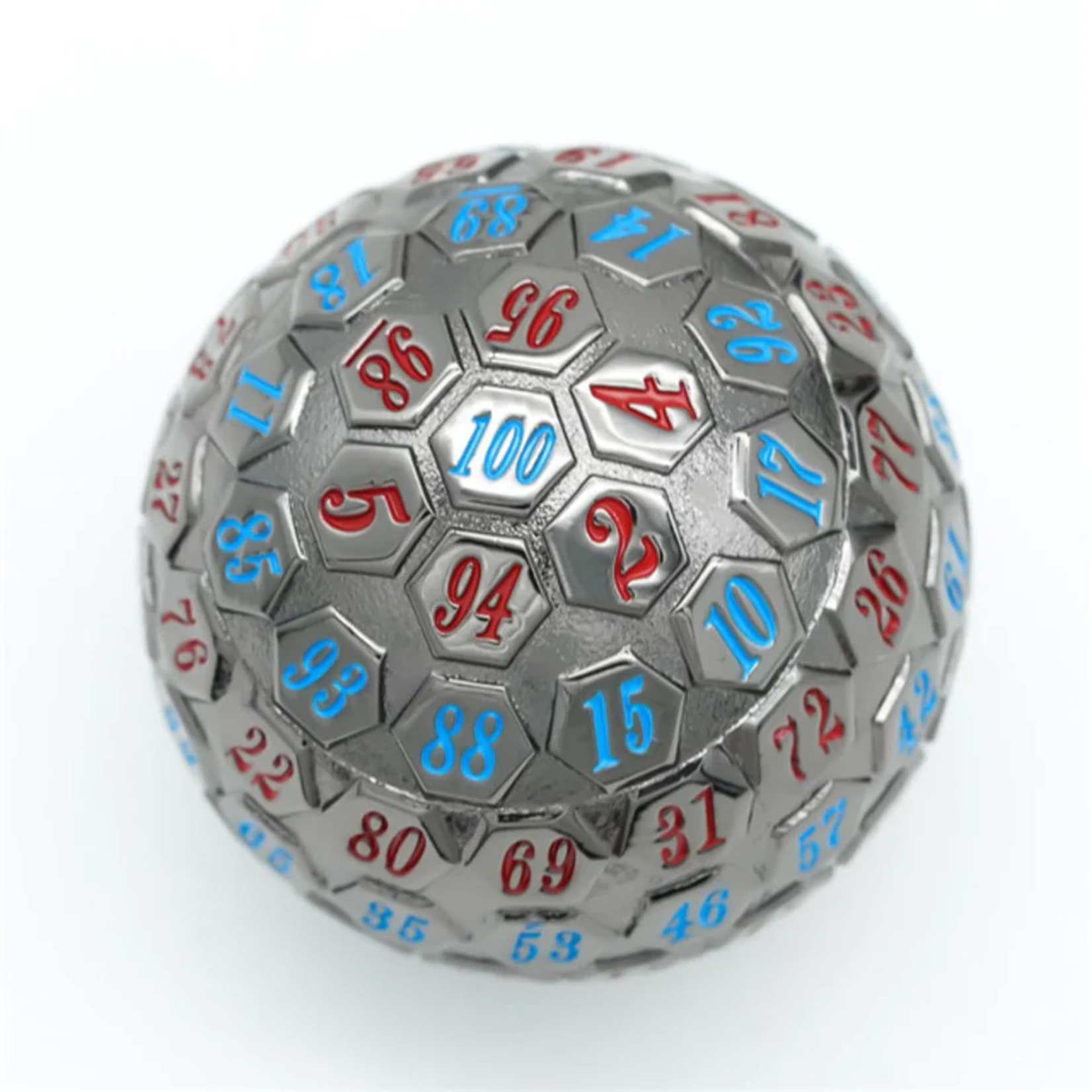 Foam Brain Games 45 mm Metal d100 Black Metal with Red and Blue
