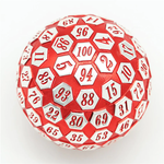 Foam Brain Games 45 mm Metal d100 Red and Silver