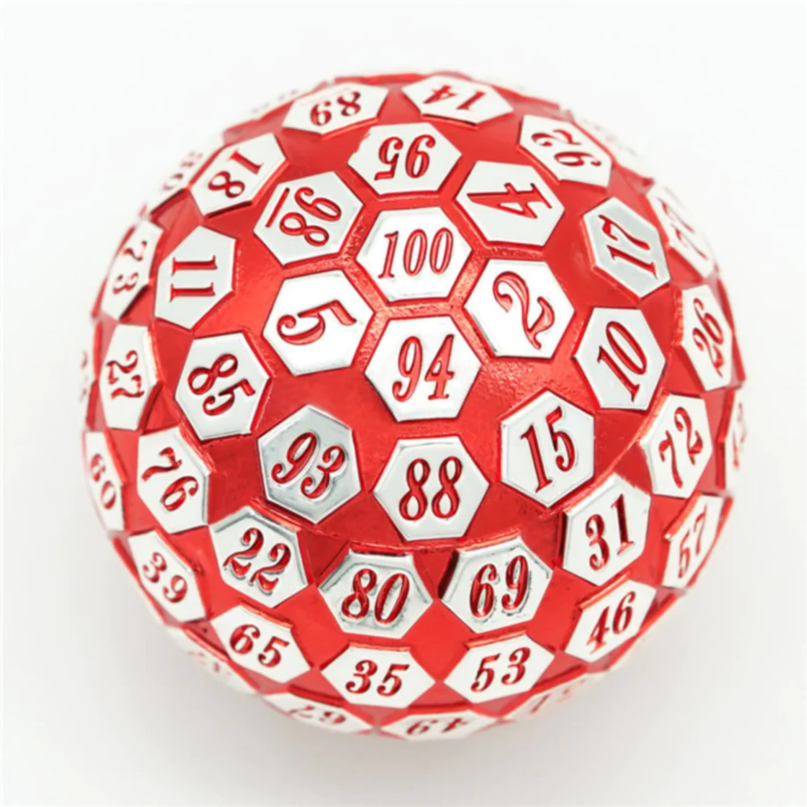 Foam Brain Games 45 mm Metal d100 Red and Silver