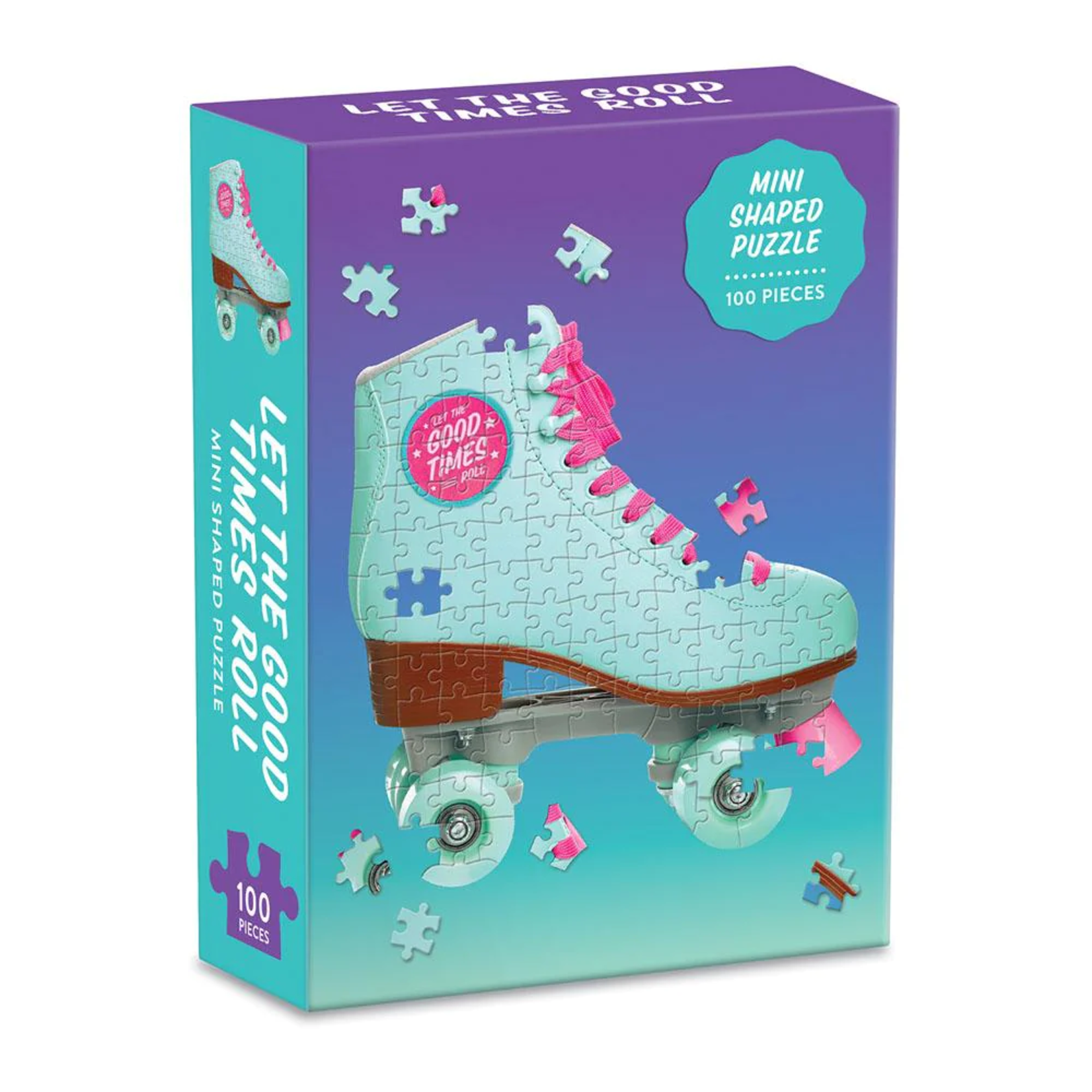 Galison 100 pc Mini Shaped Puzzle Let the Good Times Roll Roller Skate