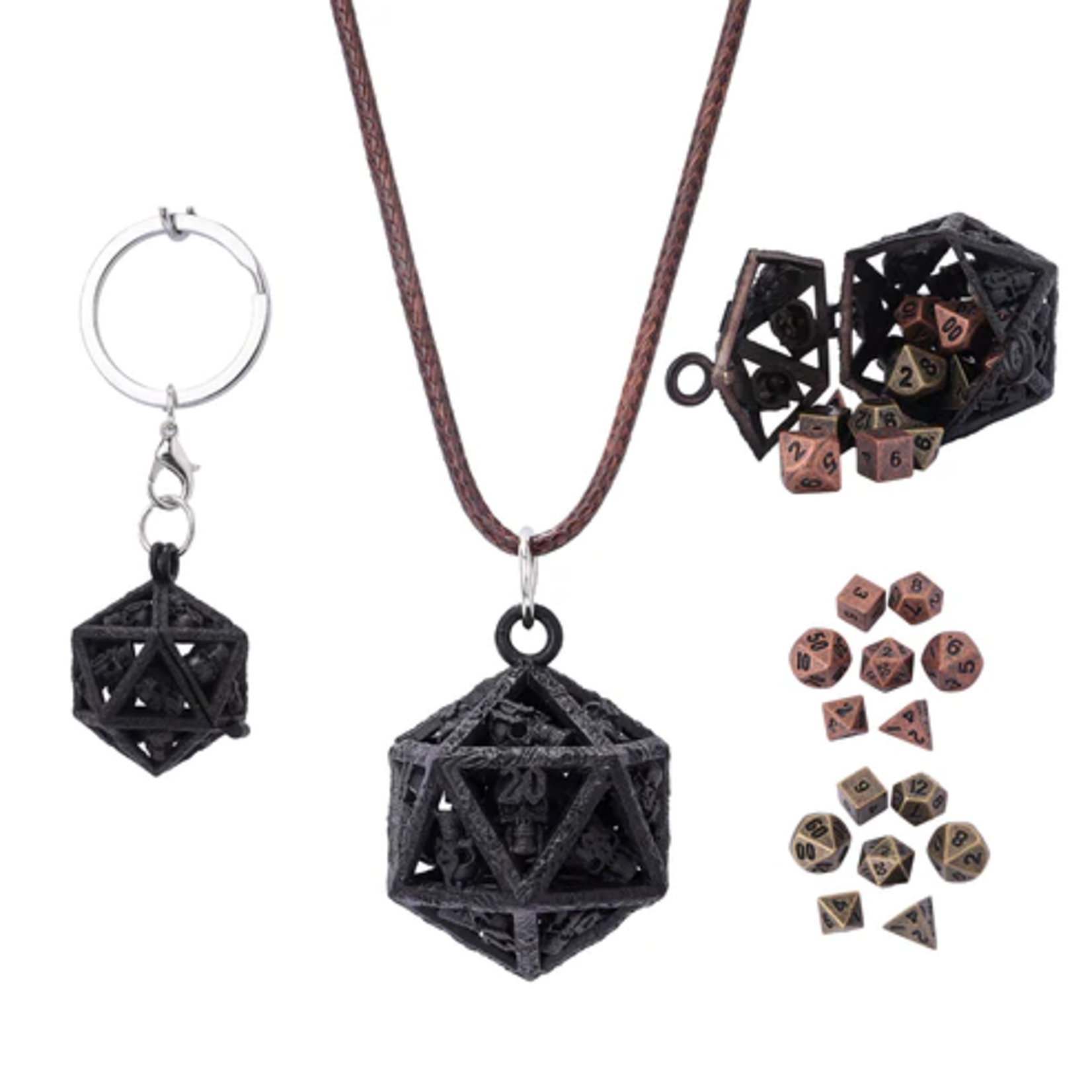 HYMGHO Grimskull's d20 Locket Gift Set Matte Black