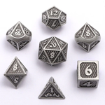 HYMGHO Mini Metal Behemoth Brushed Silver RPG Polyhedral 7 Die Set