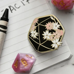 Livelygold Cherry Blossom Black d20 Enamel Pin