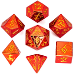 HYMGHO Hymgho Solid Metal Barbarian Shiny Red w/ Gold Polyhedral 7 die set