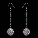 HYMGHO Dragon's Eye d20 Earrings Silver with Pink Gems