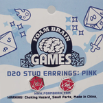 Foam Brain Games d20 Stud Earrings Pink