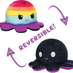 Tee Turtle Big Reversible Octopus Happy Black Sparkle and Angry Rainbow Stripe