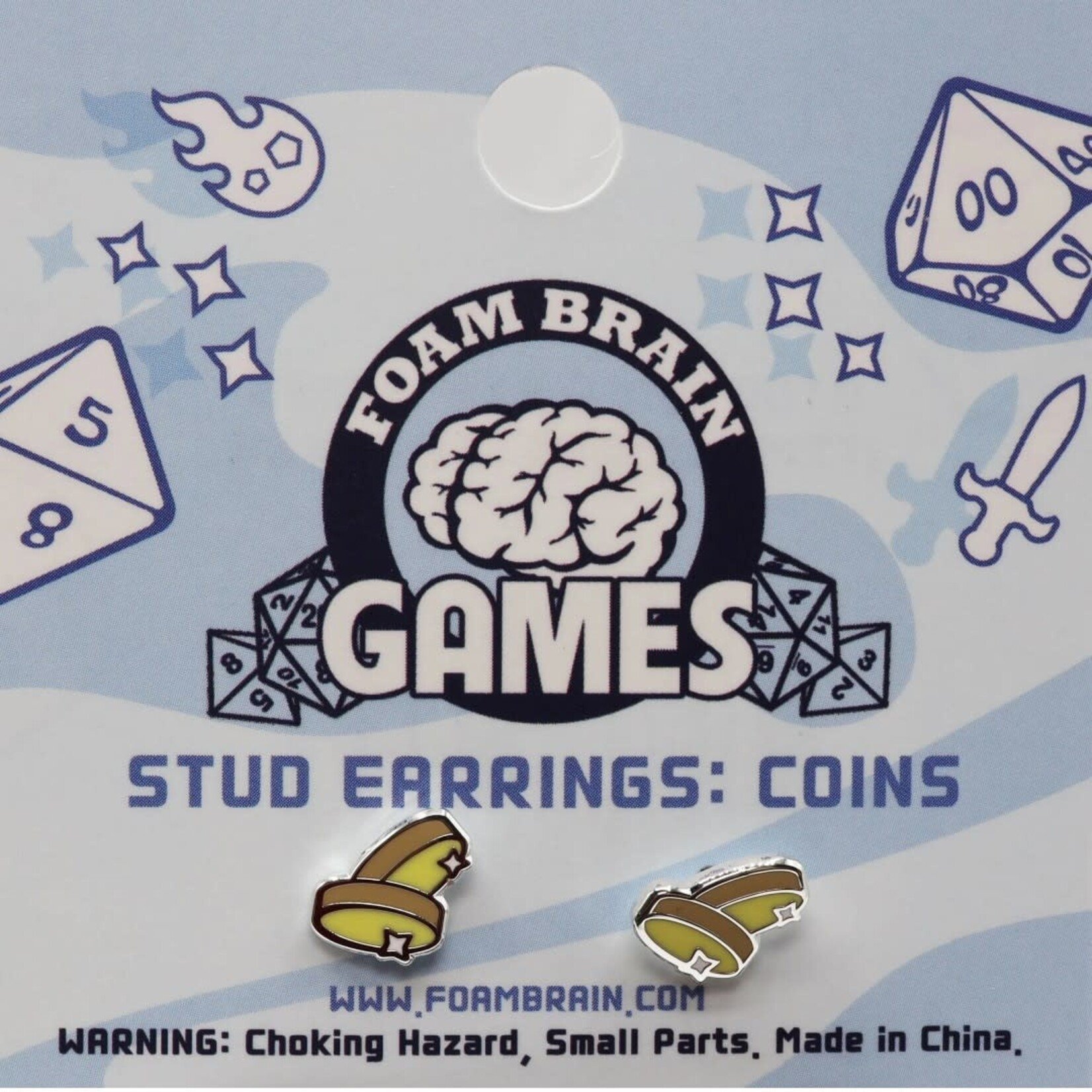 Foam Brain Games Stud Earrings Coins