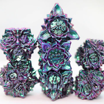 Foam Brain Games Floral Starburst Mystic Marigold Metal RPG dice 7 die set
