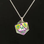 HYMGHO d20 Necklace Metal Rainbow