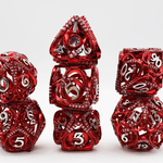 Foam Brain Games Hollow Hearts Jeweled Red Metal RPG dice 7 die set
