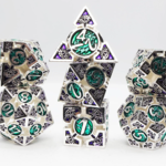 Foam Brain Games Oculus Angelic Metal RPG dice 7 die set
