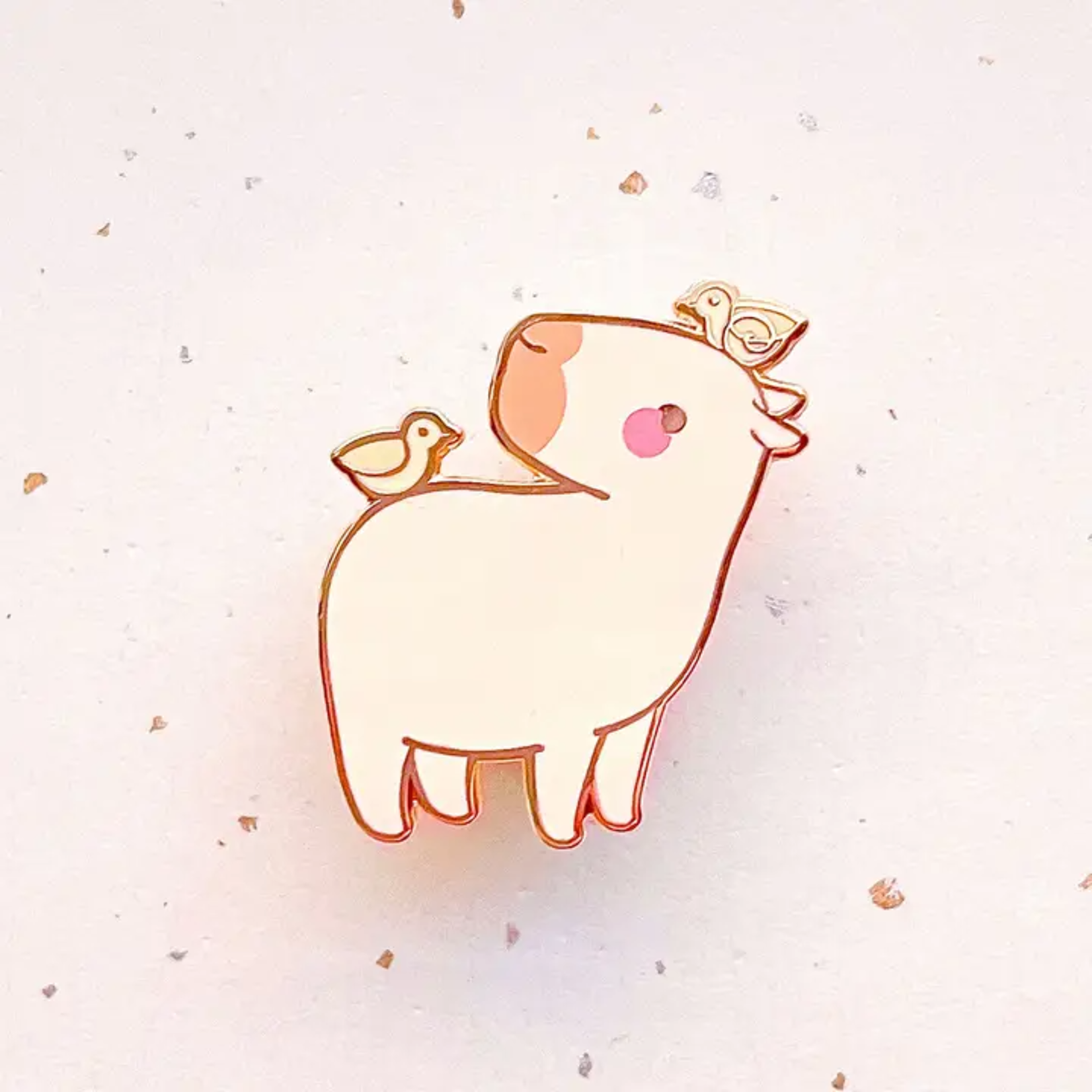 Alum and Ink Curly the Capybara and Bird Friends Enamel Pin