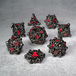 Kraken Dice Kraken's Cabal Steel w/ Red Ink Polyhedral 8 die set