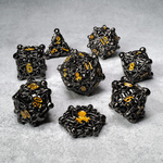 Kraken Dice Kraken's Cabal Steel w/ Gold Ink Polyhedral 8 die set
