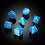 Dice Habit Gemstone Blue Cat's Eye Synthetic Polyhedral 7 die set