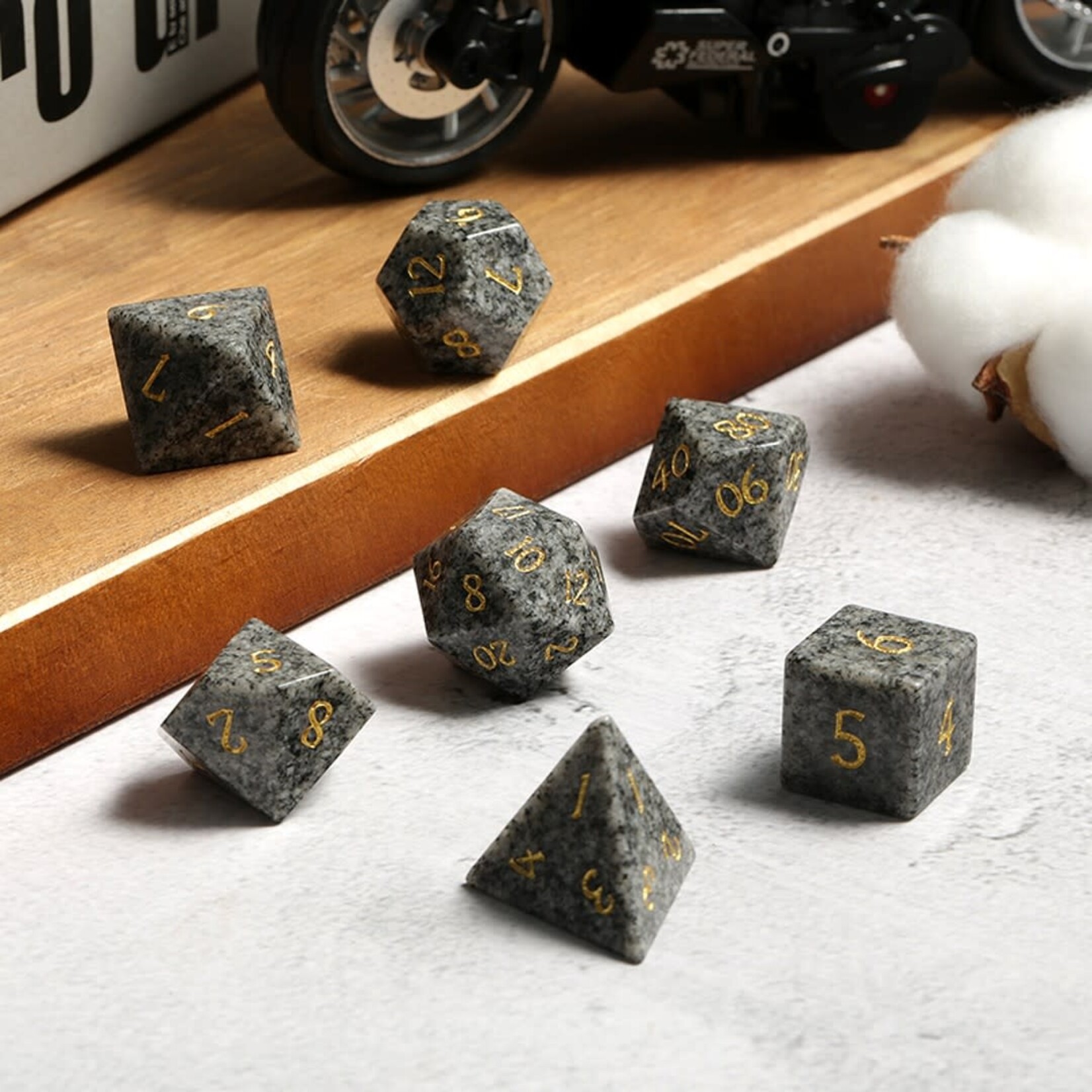 Dice Habit Gemstone Soapstone Natural Polyhedral 7 die set