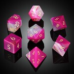 Dice Habit Gemstone Pink Agate Natural Polyhedral 7 die set