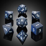 Dice Habit Wooden Dice Set Black and Blue Striped Wood Polyhedral 7 die set