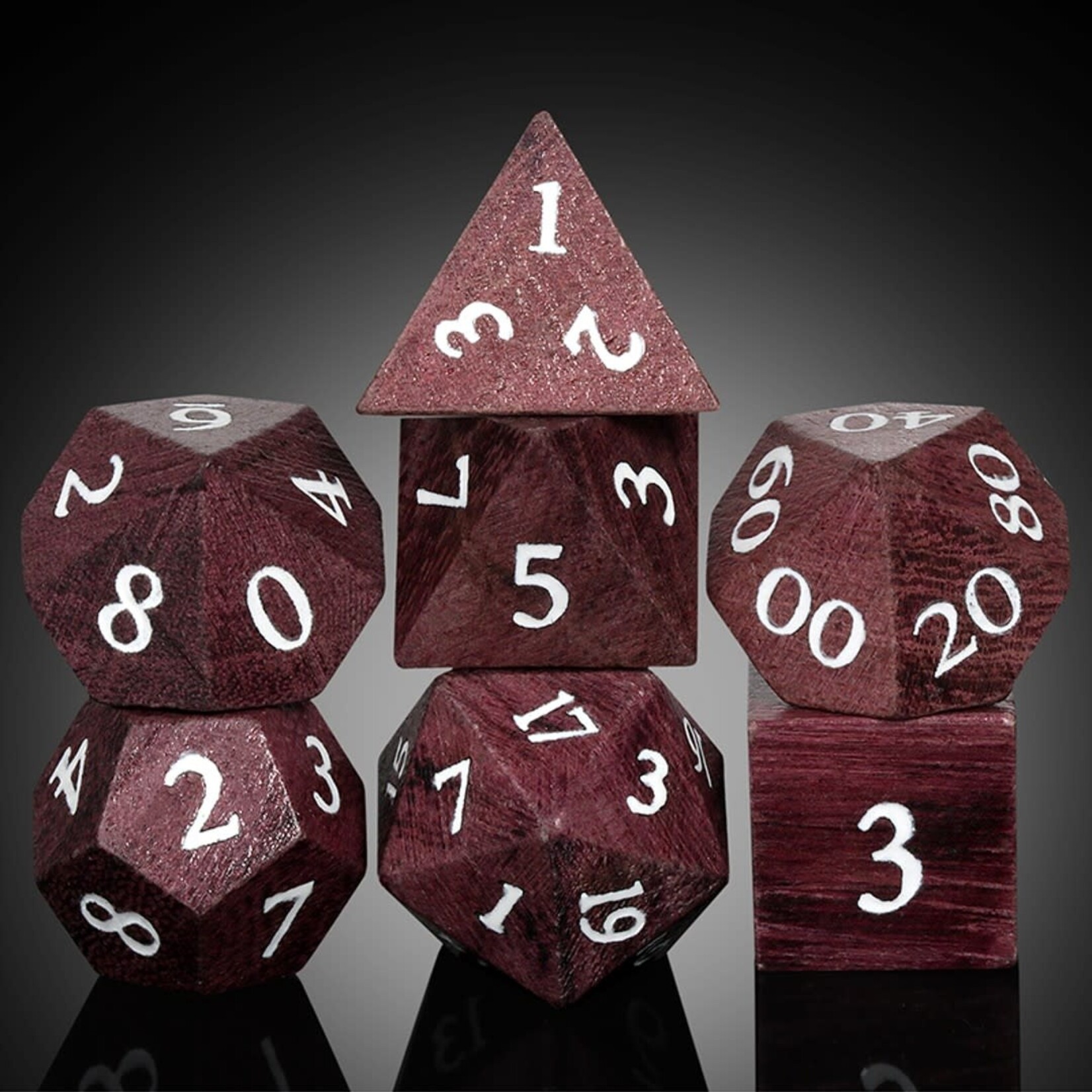 Dice Habit Wooden Dice Set Purpleheart Wood Polyhedral 7 die set