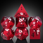 Dice Habit Sakura Red Metal and Enamel Polyhedral 7 die set