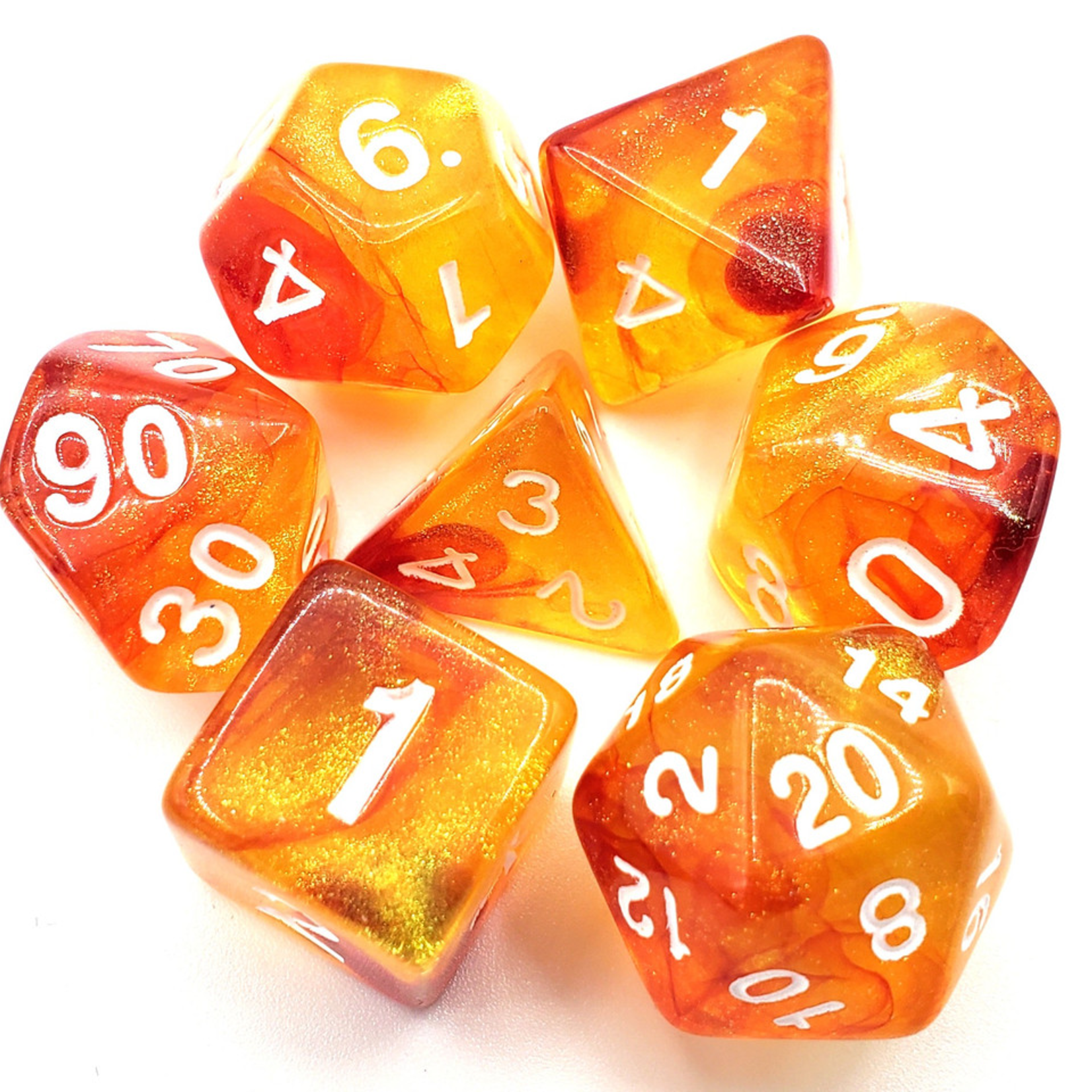 Old School Dice Old School Galaxy Exploding Sun RPG Dice 7 die set