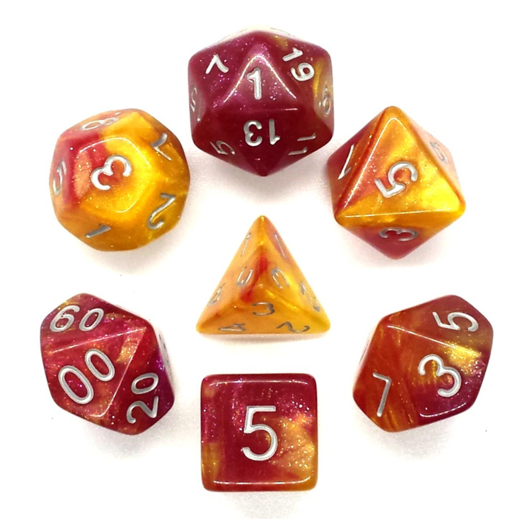 Old School Dice Old School Galaxy Fire in the Sky RPG Dice 7 die set