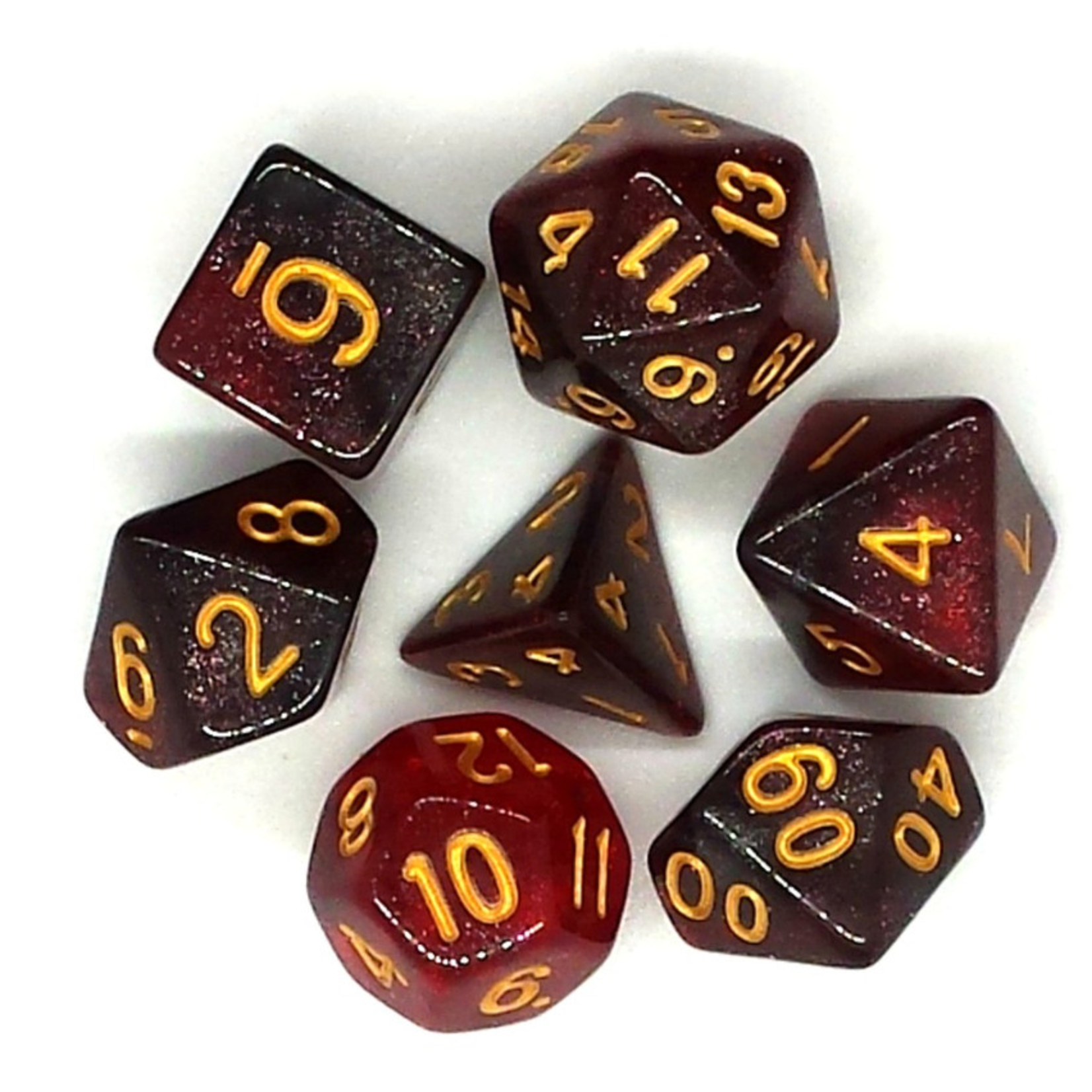 Old School Dice Old School Galaxy Red and Black RPG Dice 7 die set