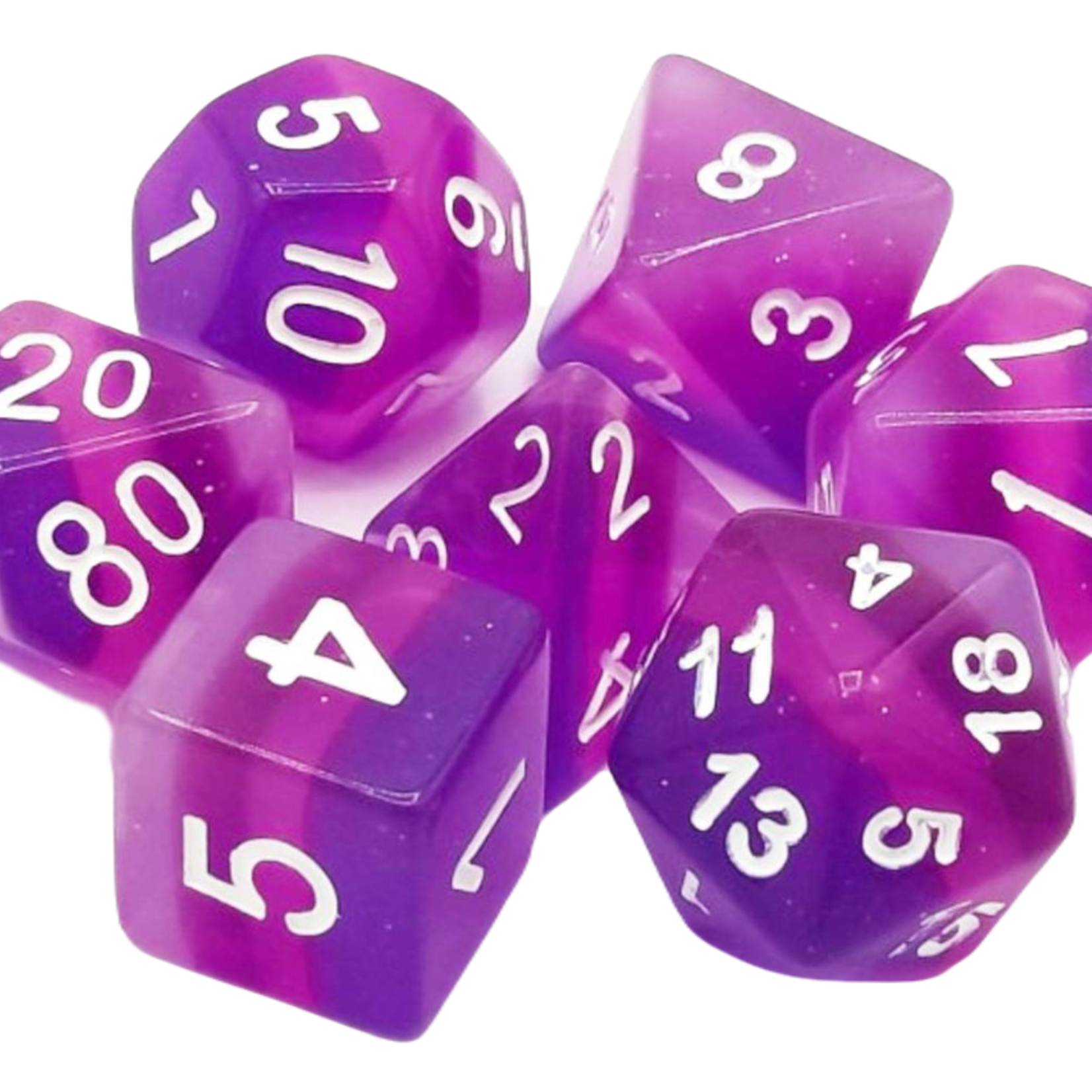 Old School Dice Old School Gradients Translucent Purple Aurora RPG Dice 7 die set