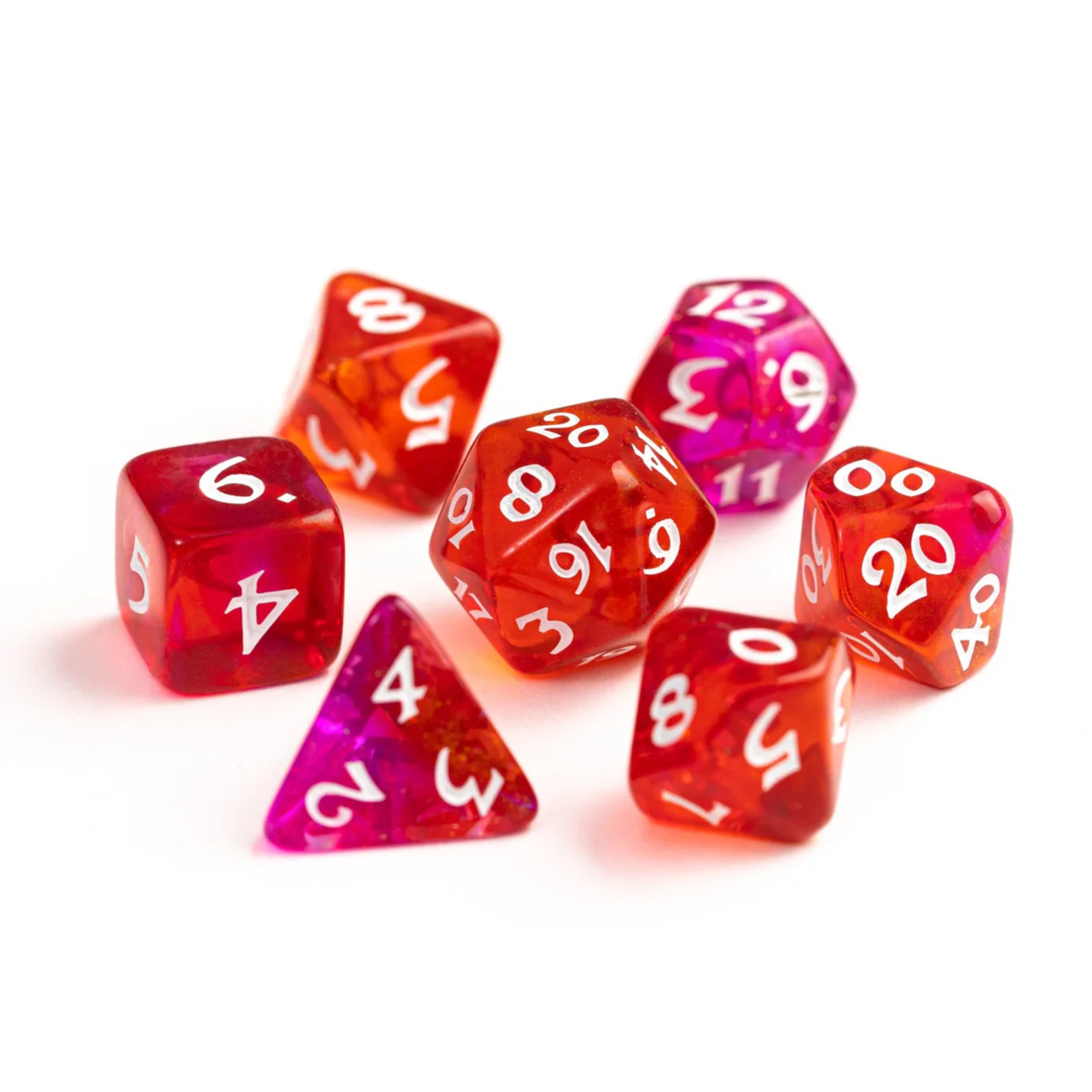 Die Hard RPG Set Elessia Cosmos Deimos Red w/ White Polyhedral 7 die set