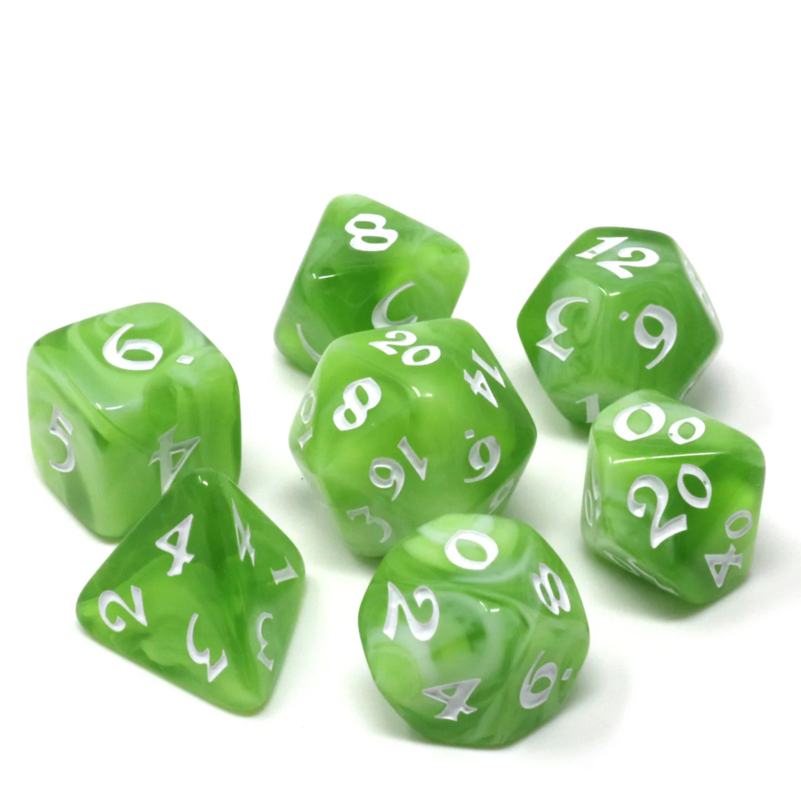 Die Hard RPG Set Elessia Verdant Vista Green w/ White Polyhedral 7 die set