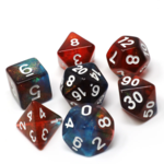 Heng Da Manufacturing HD Dice Dragon Scale Red and Blue w/ White Polyhedral 7 die set