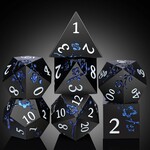 Dice Habit Sakura Black and Blue Metal and Enamel Polyhedral 7 die set