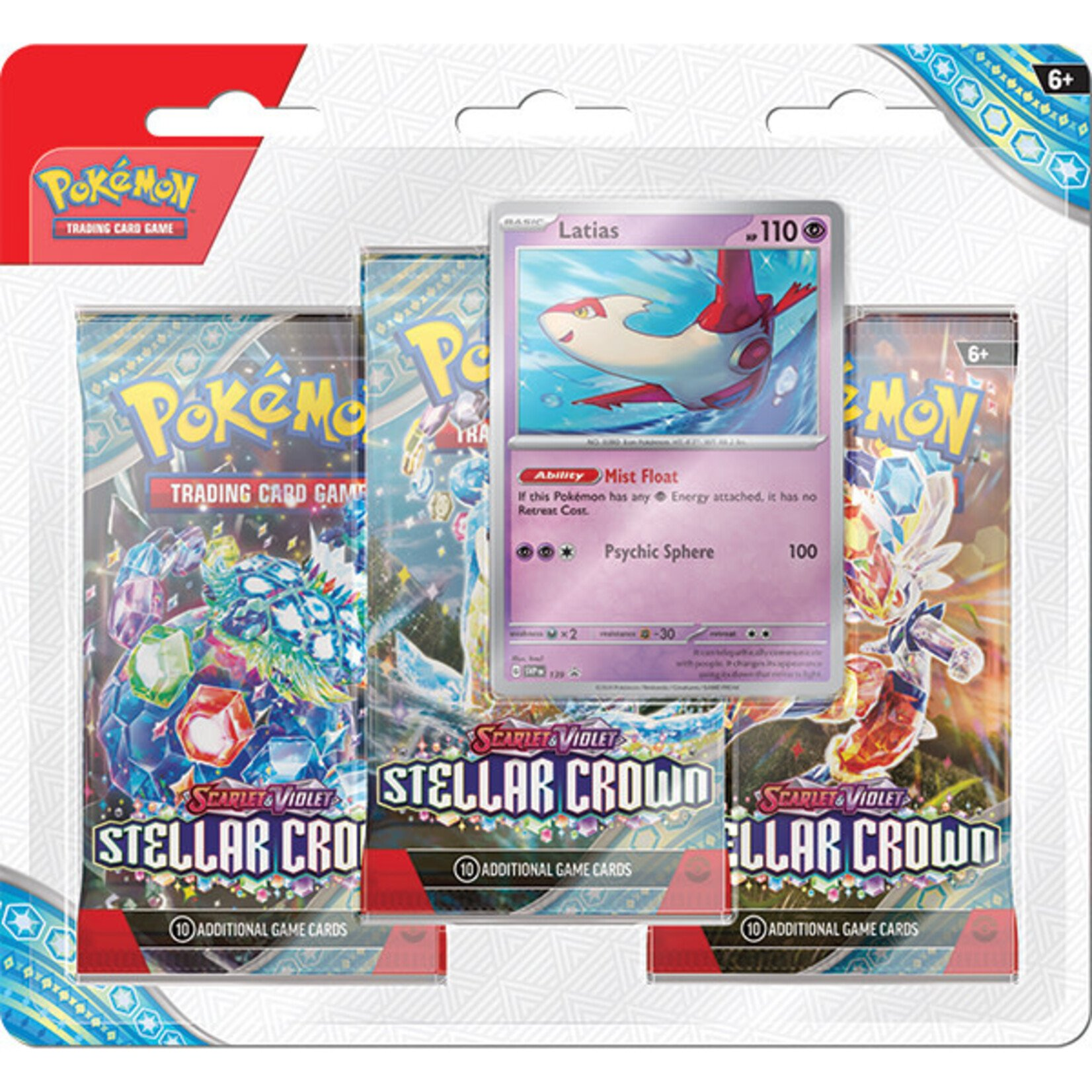 Pokemon Company International Pokemon Scarlet and Violet Stellar Crown 3-Pack Booster Blister Latias