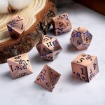 Dice Habit Sakura Copper and Blue Metal and Enamel Polyhedral 7 die set