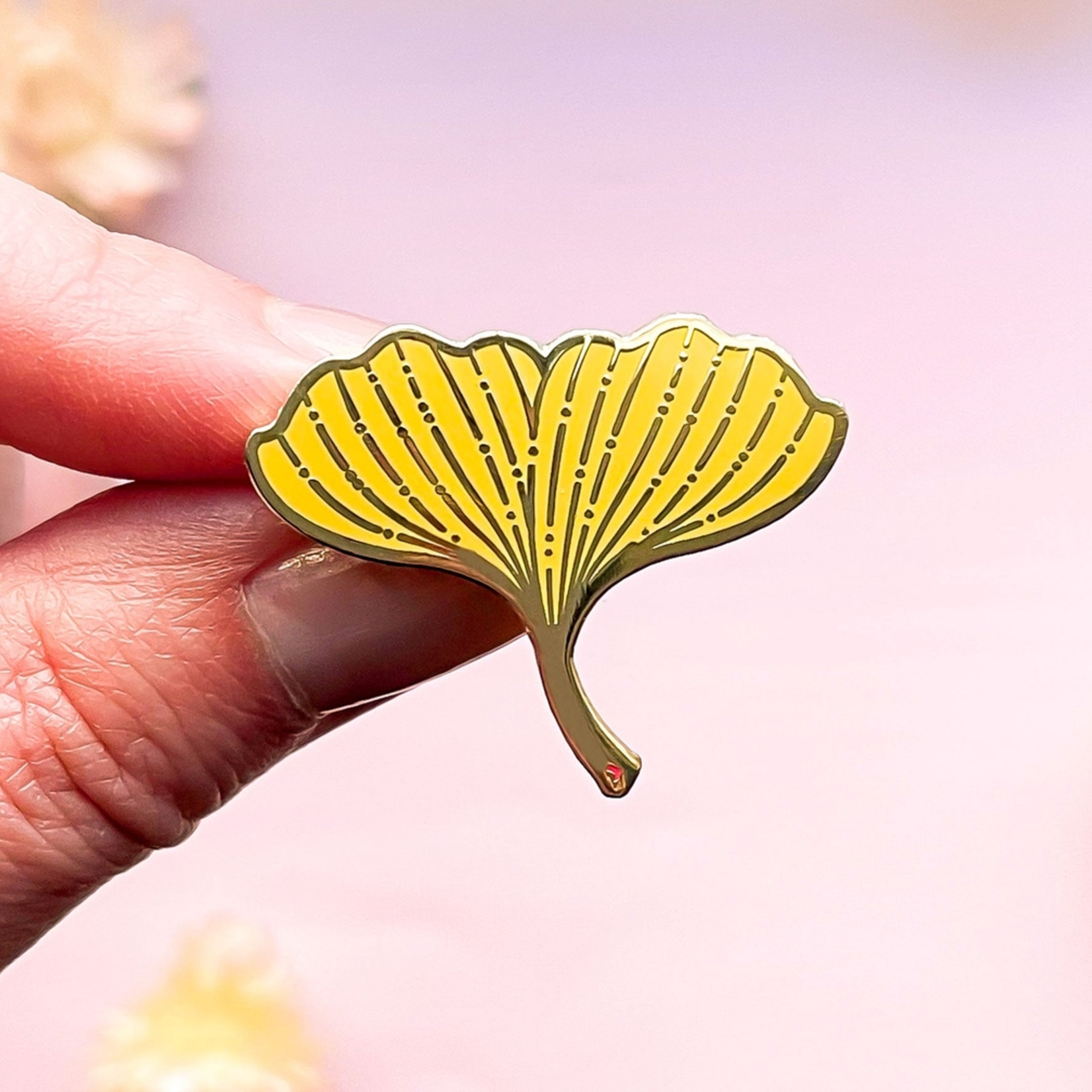 Alum and Ink Ginkgo Biloba Leaf Enamel Pin