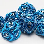 Foam Brain Games Hollow Hearts Jeweled Blue Metal RPG dice 7 die set