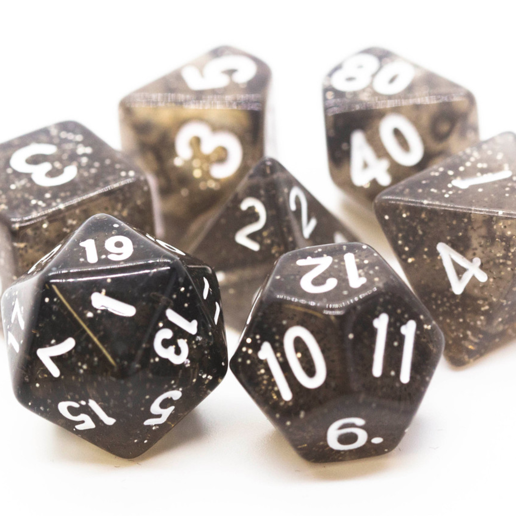 Old School Dice Old School Translucent Black RPG Dice 7 die set