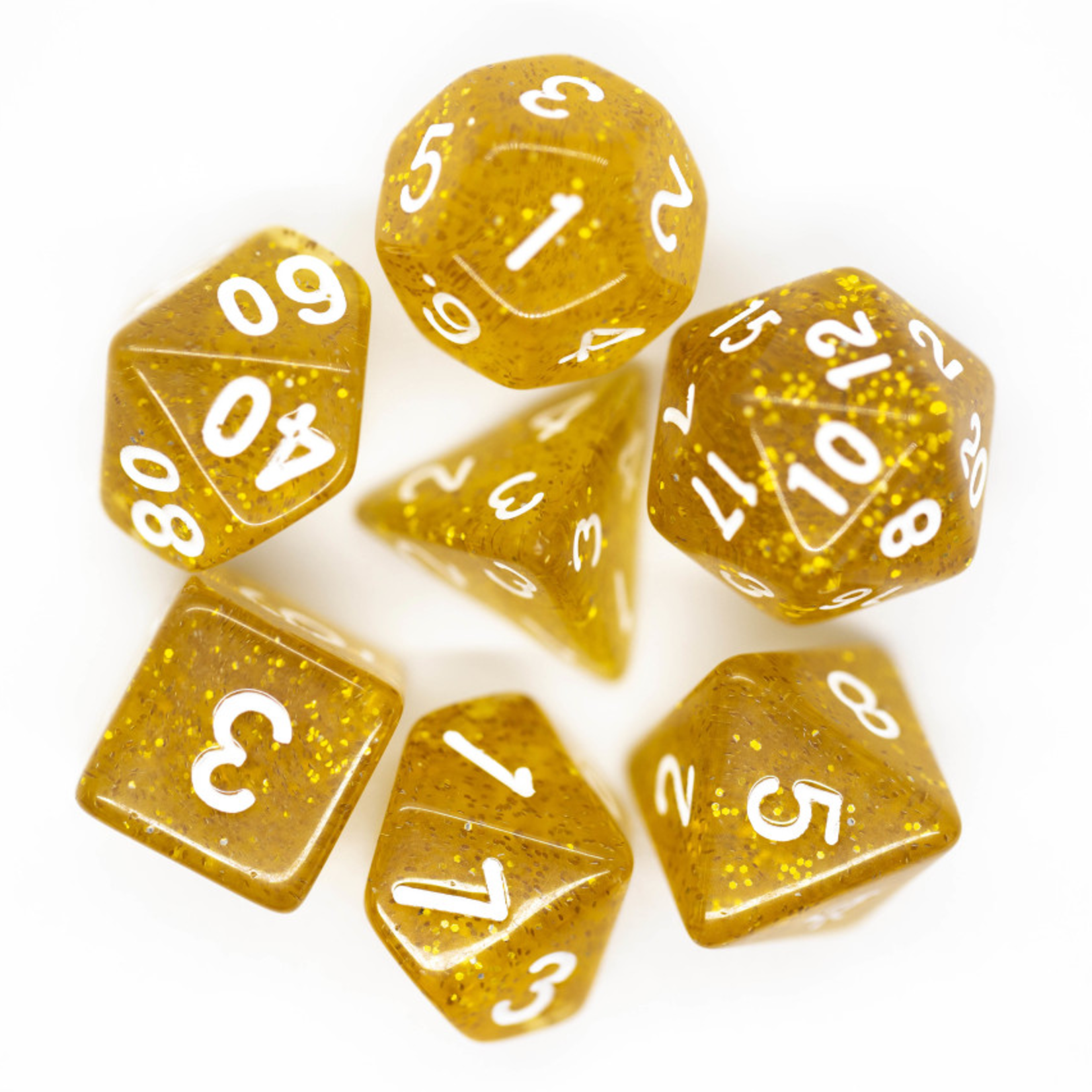 Old School Dice Old School Translucent Gold RPG Dice 7 die set