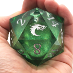 Old School Dice Old School Sharp Edged Liquid Infused Emerald Fury 55 mm d20