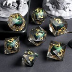 Dice Habit Sharp Edge Dragon Eye Green Polyhedral 7 die set